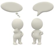 3D people with talk or thought bubbles - isolated over a white backgro
